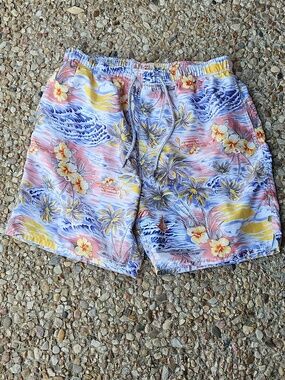 True Grit Men's Waterman Drawstring Board Short Mahalo Liner Swim Trunks L